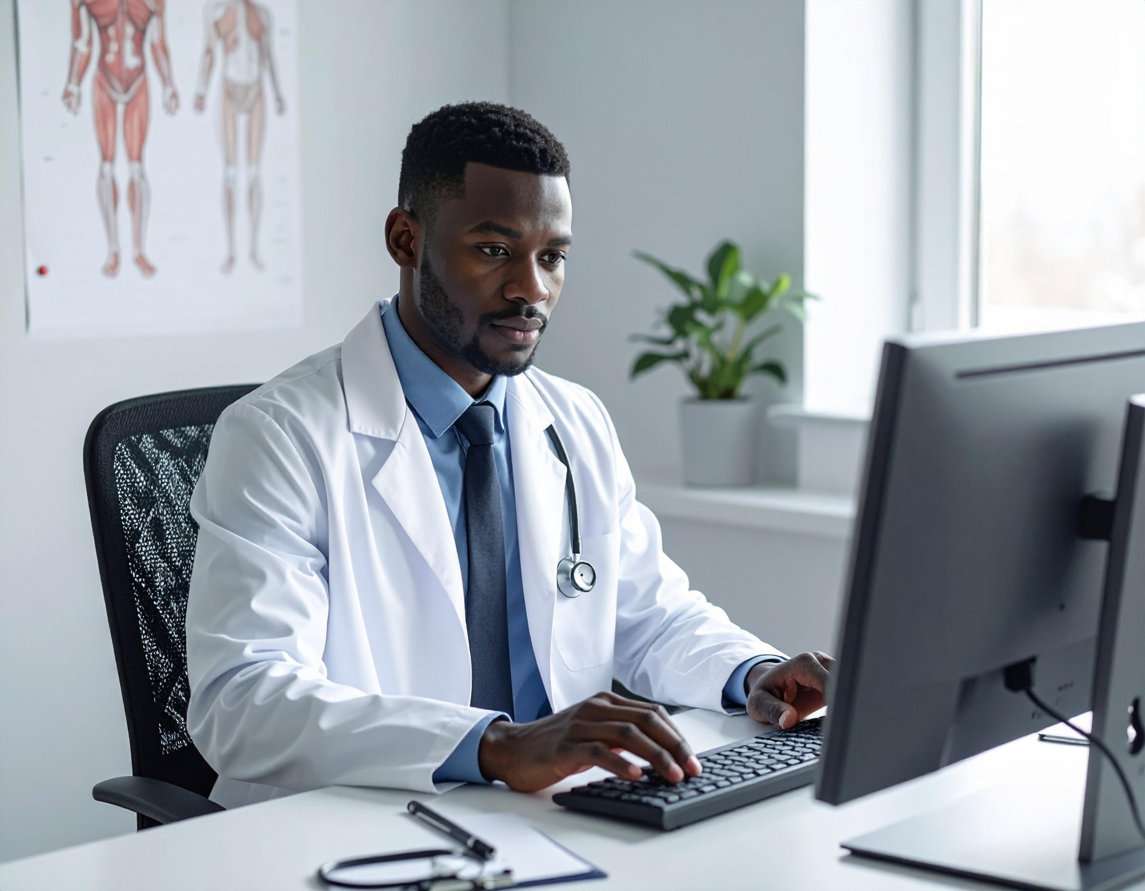 Doctor working on a PC